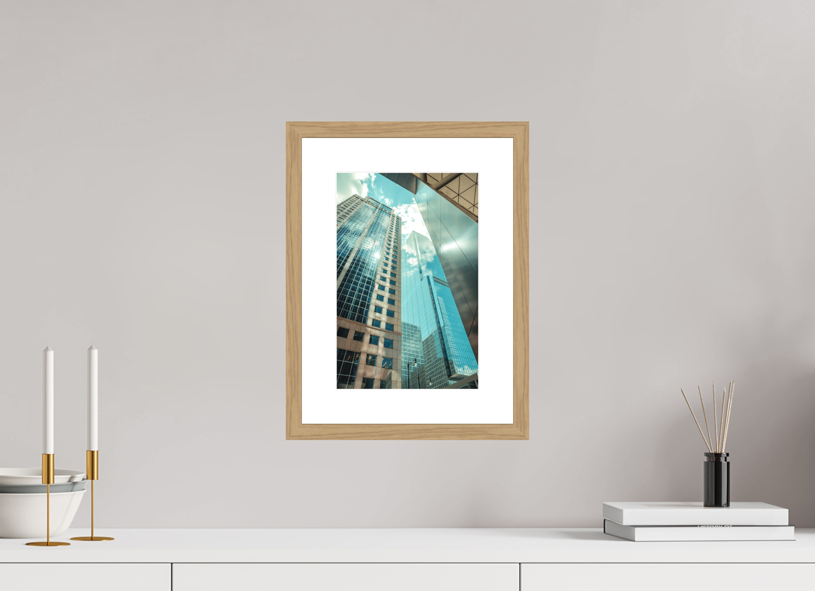 8 x 12″, Reflected Intersection Oak Frame Reflected Intersection