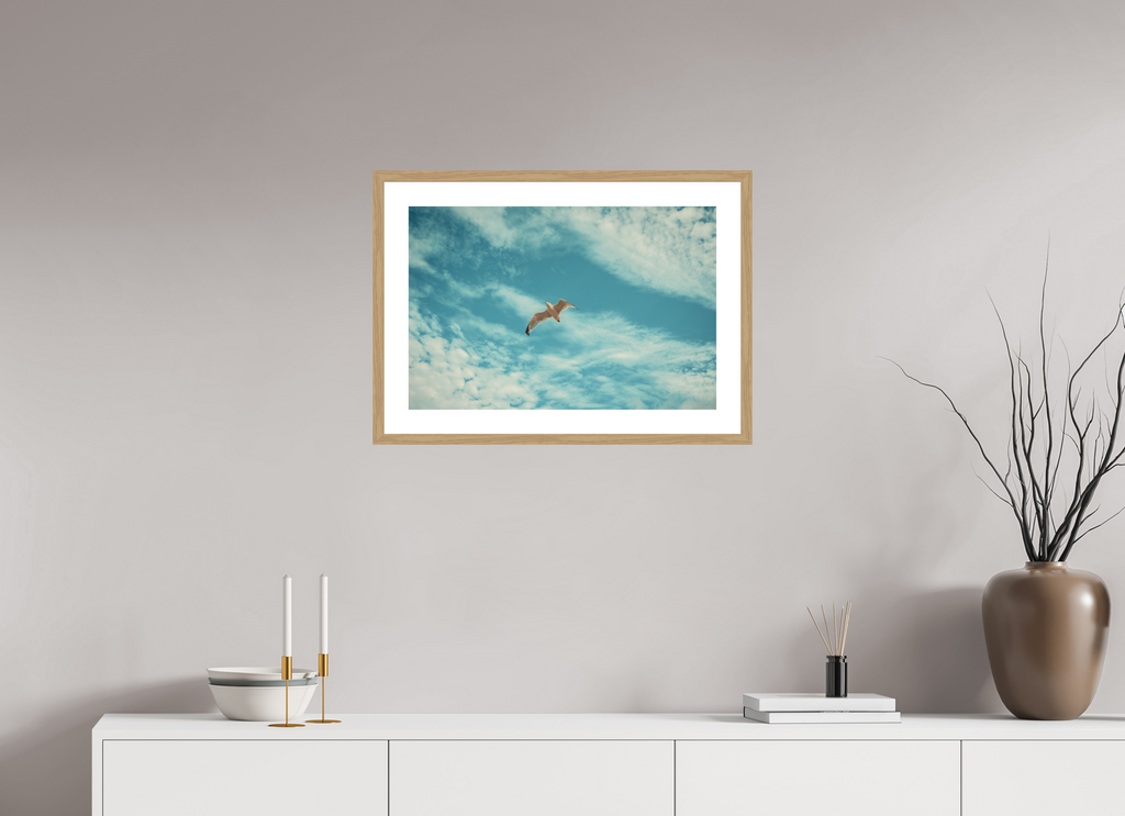24 x 16″, Horizon Bird Oak Frame Horizon Bird