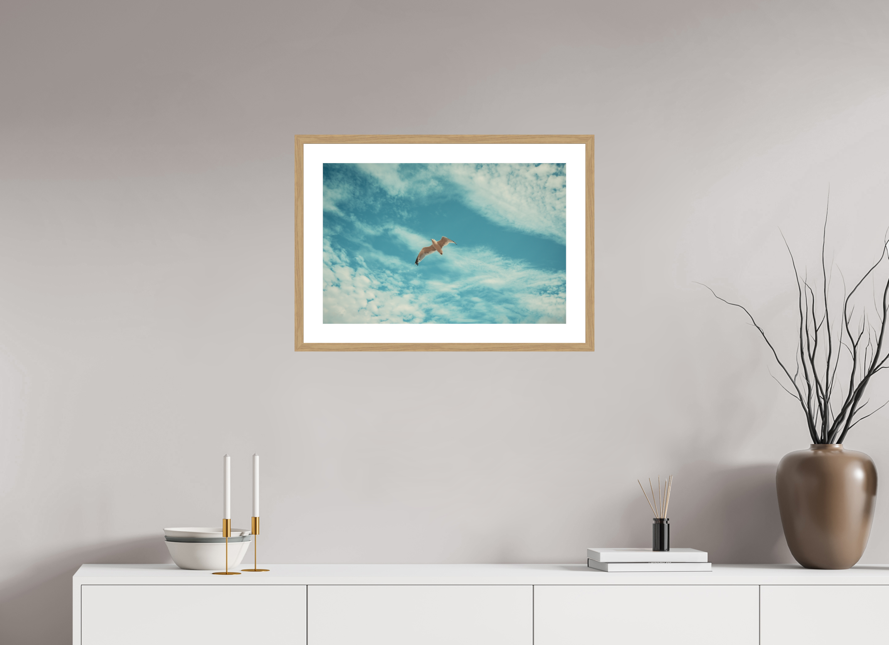 24 x 16″, Horizon Bird Oak Frame Horizon Bird