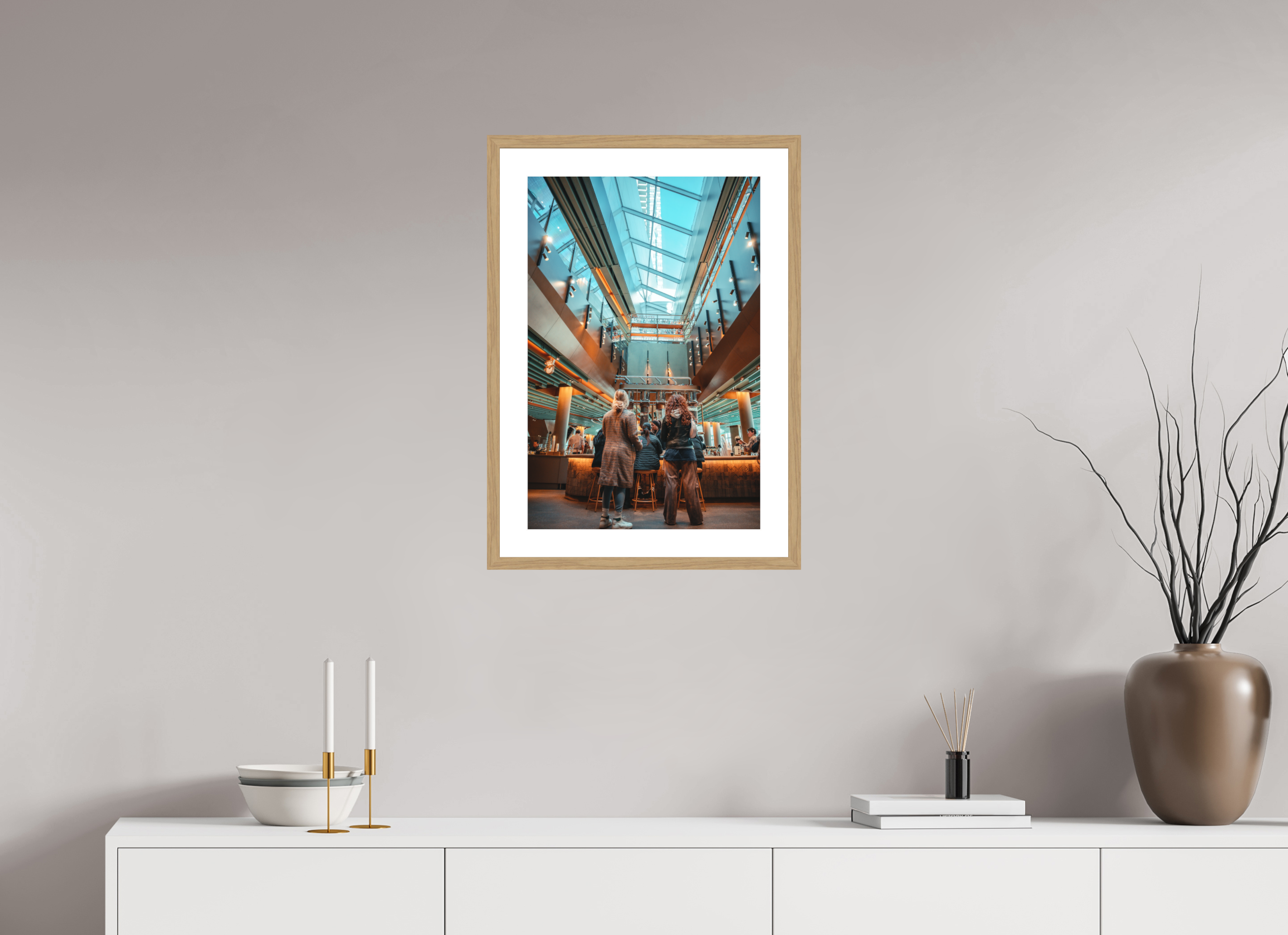 16 x 24″, Amber Atrium Oak Frame Amber Atrium