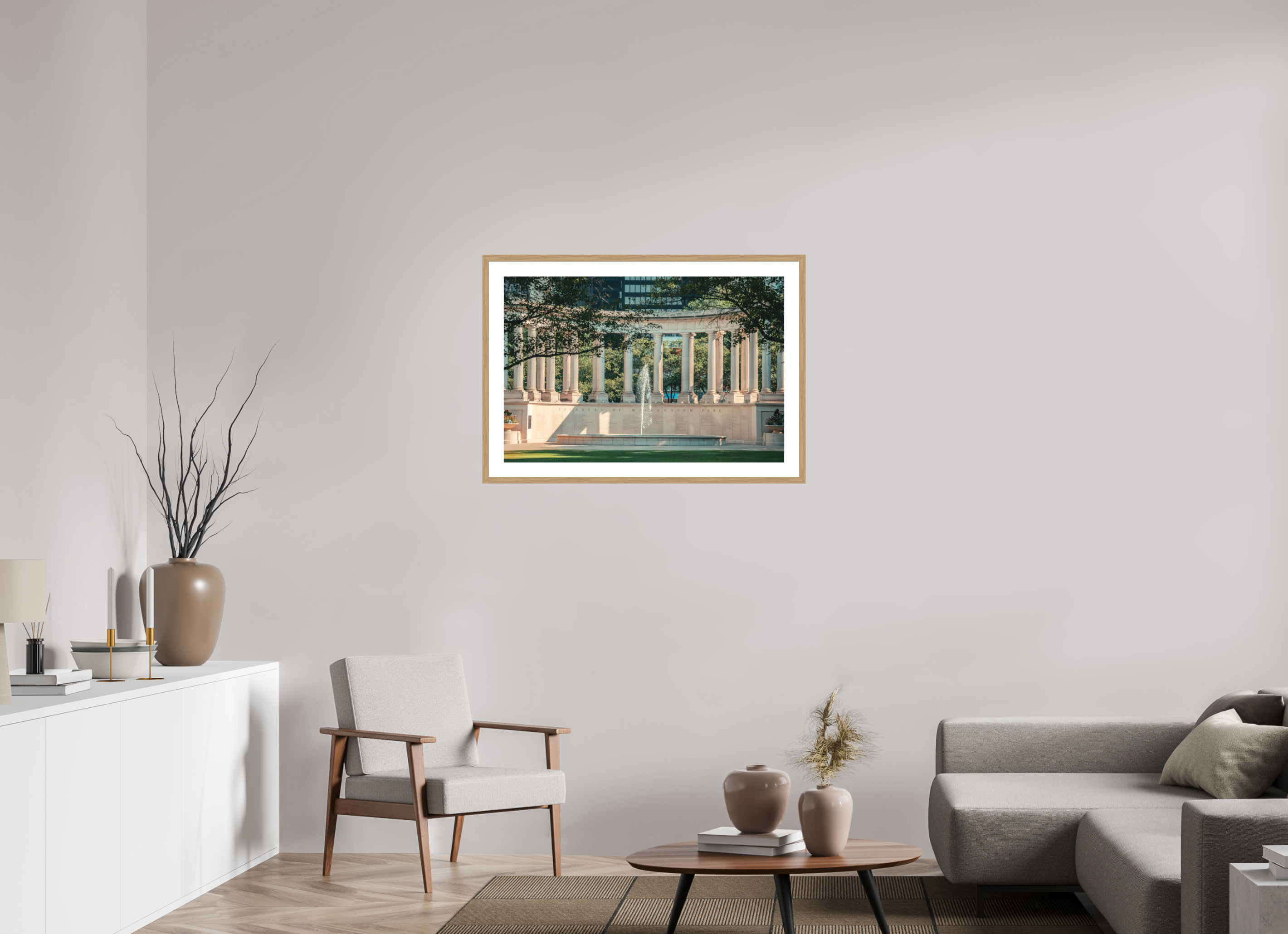 36 x 24″, Millennium Columns Oak Frame Millennium Columns