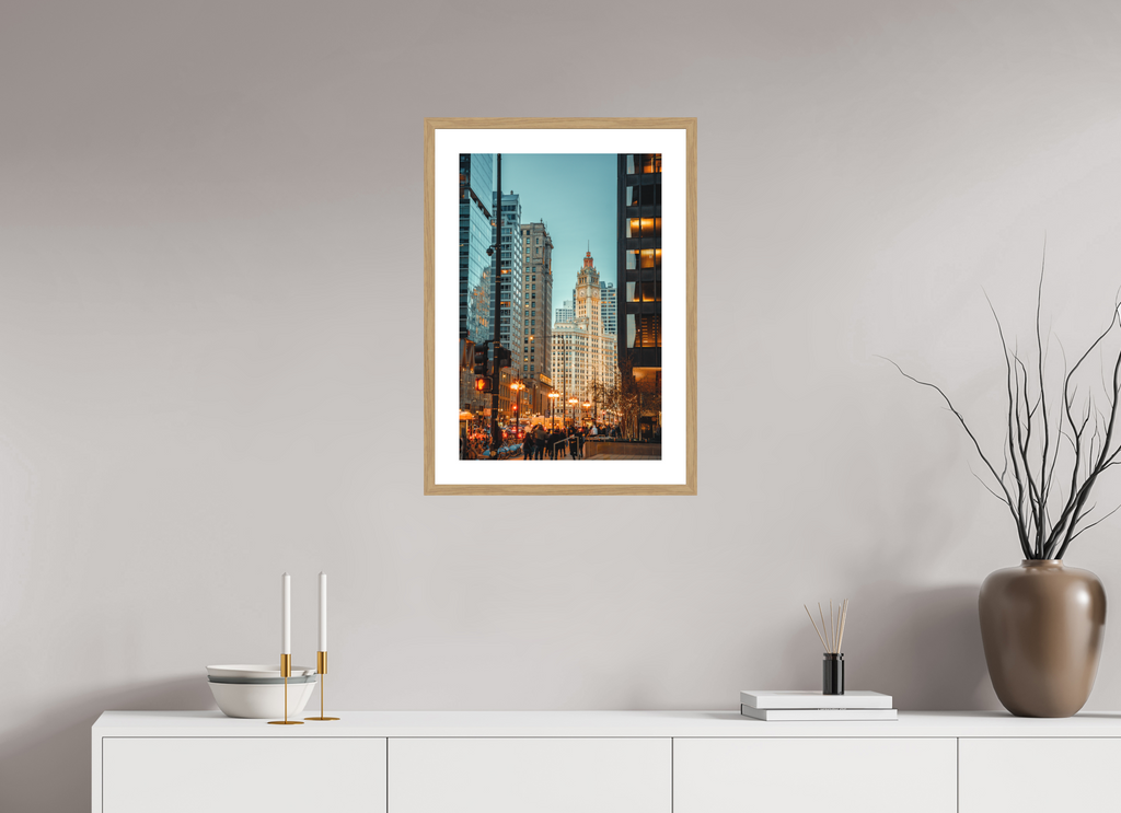 16 x 24″, Michigan Avenue Oak Frame Michigan Avenue