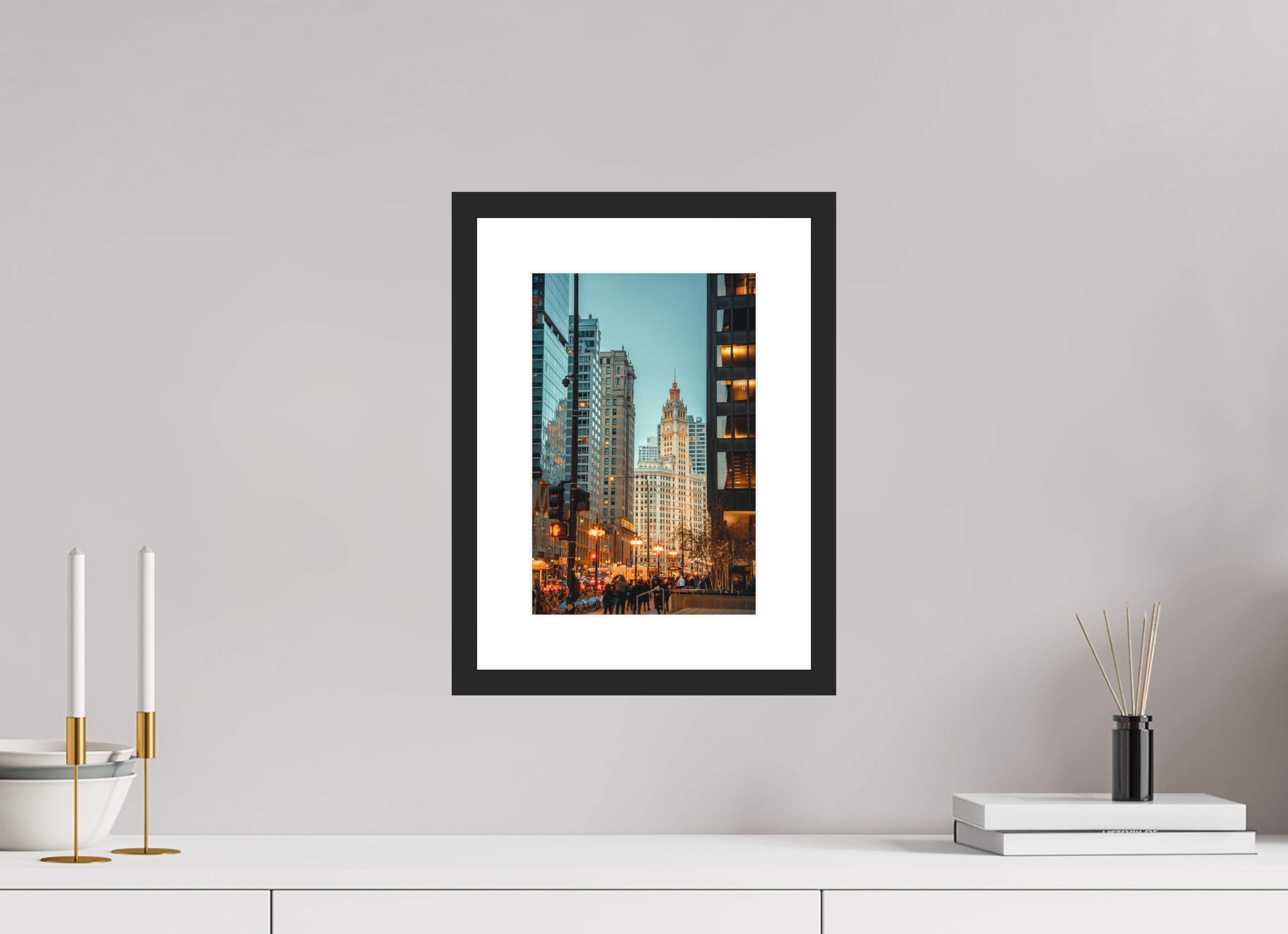 8 x 12″, Michigan Avenue Black Frame Michigan Avenue