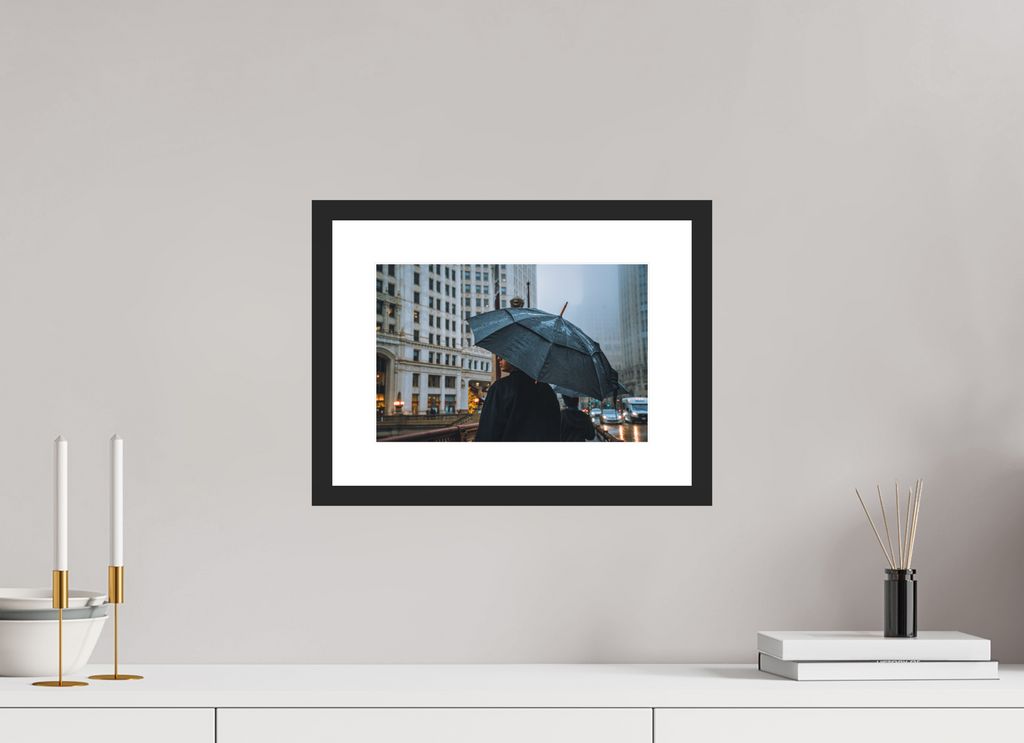 12 x 8″, Rainy Umbrella Black Frame Rainy Umbrella