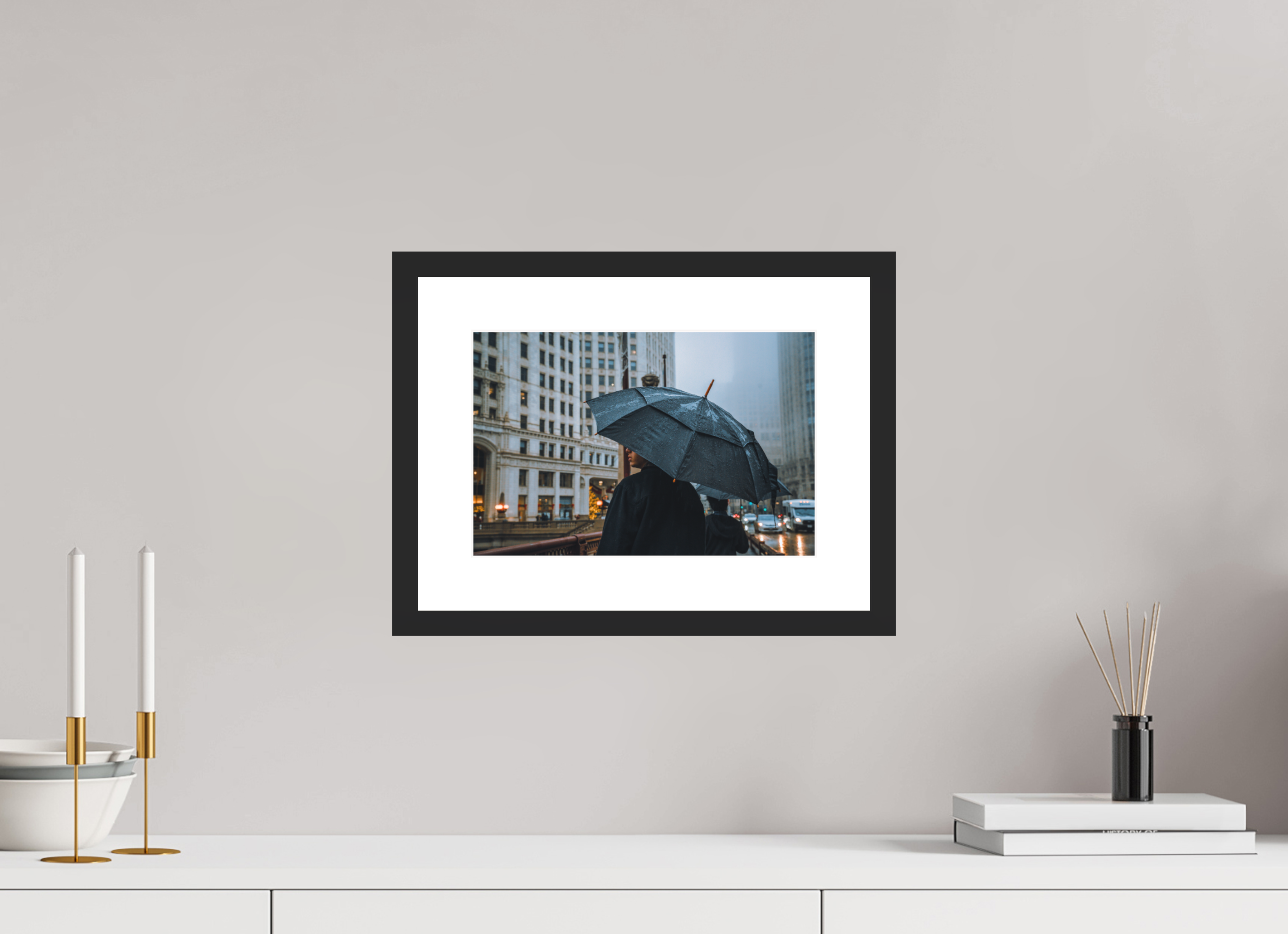 12 x 8″, Rainy Umbrella Black Frame Rainy Umbrella