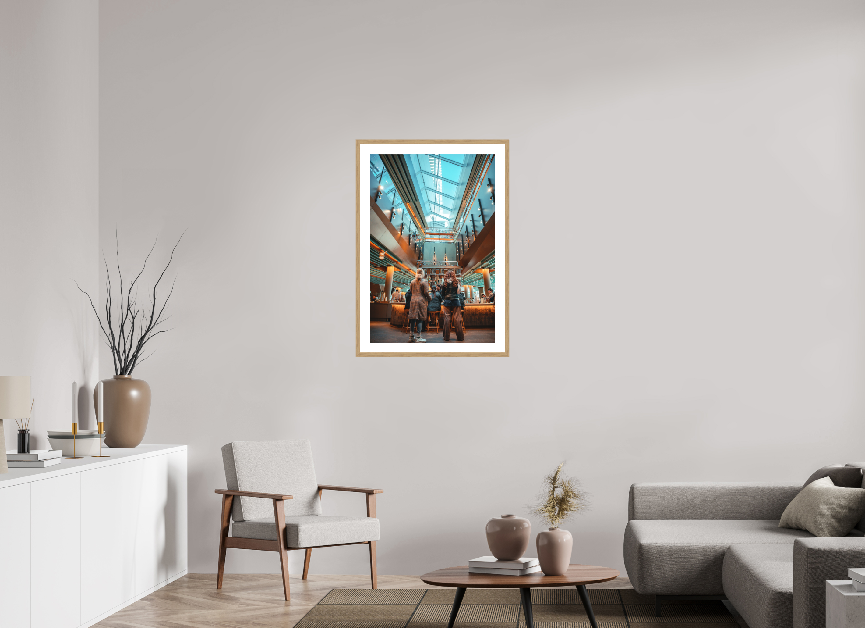 24 x 36″, Amber Atrium Oak Frame Amber Atrium