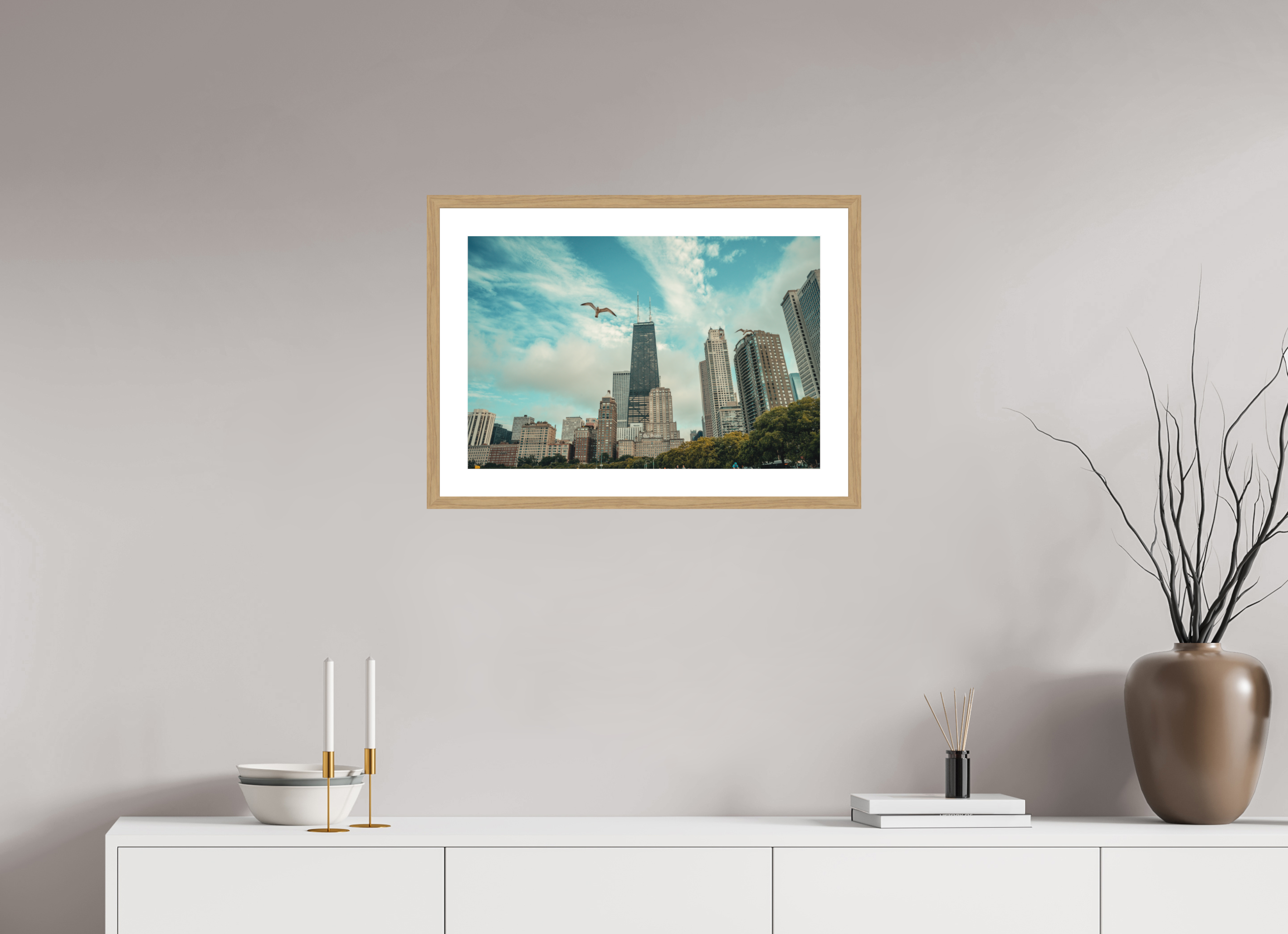 24 x 16″, Chicago Summer Oak Frame Chicago Summer