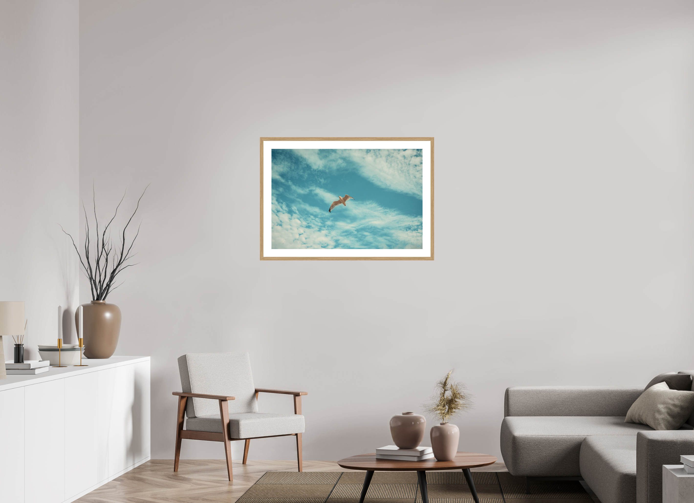 36 x 24″, Horizon Bird Oak Frame Horizon Bird