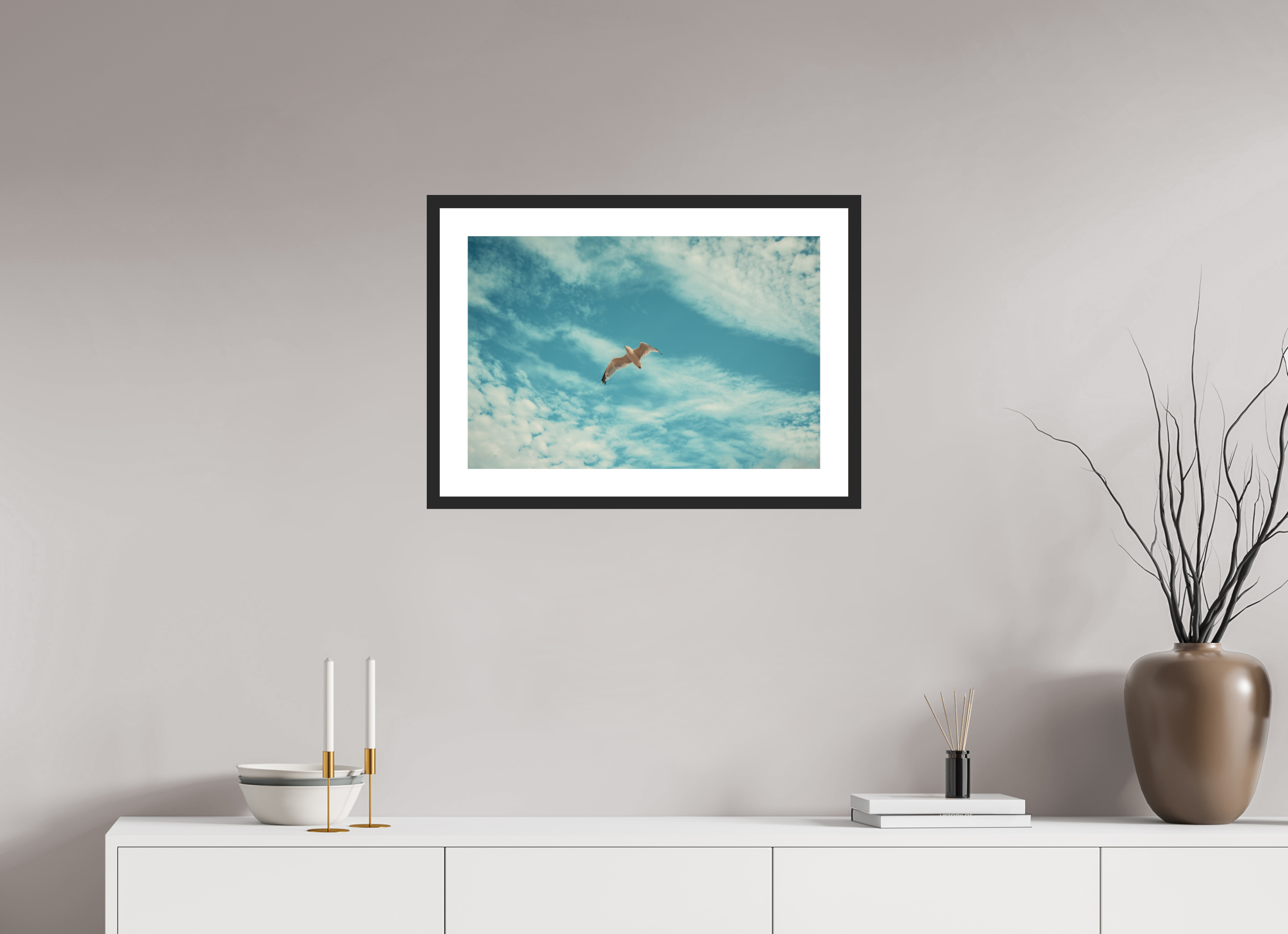 24 x 16″, Horizon Bird Black Frame Horizon Bird