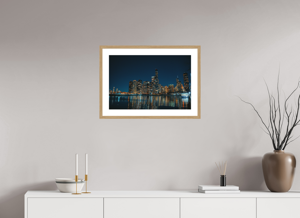 24 x 16″, Night Out in the City Oak Frame Night Out In The City